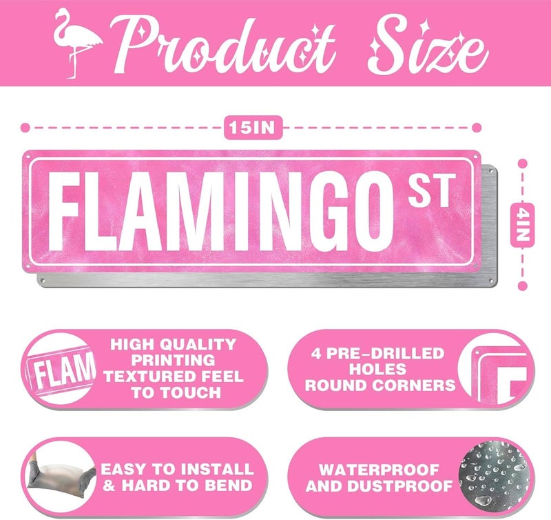 Rasonus Flamingo Gifts for Women Flamingo Decor Pink Wall Decor Girl Room Christmas Decorations Pink Dorm Door Sign Cute Aesthetic Wall Art for Bedroom - Image 2